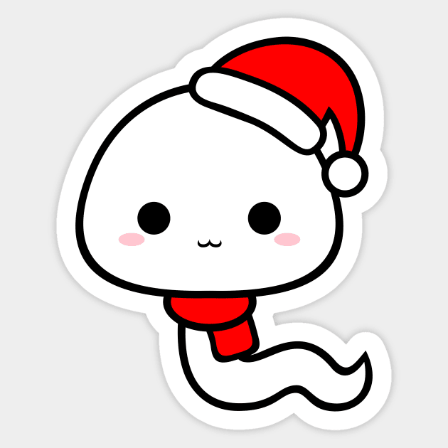 Cute Kawaii Sperm Wear Santa Hat Sticker by alien3287